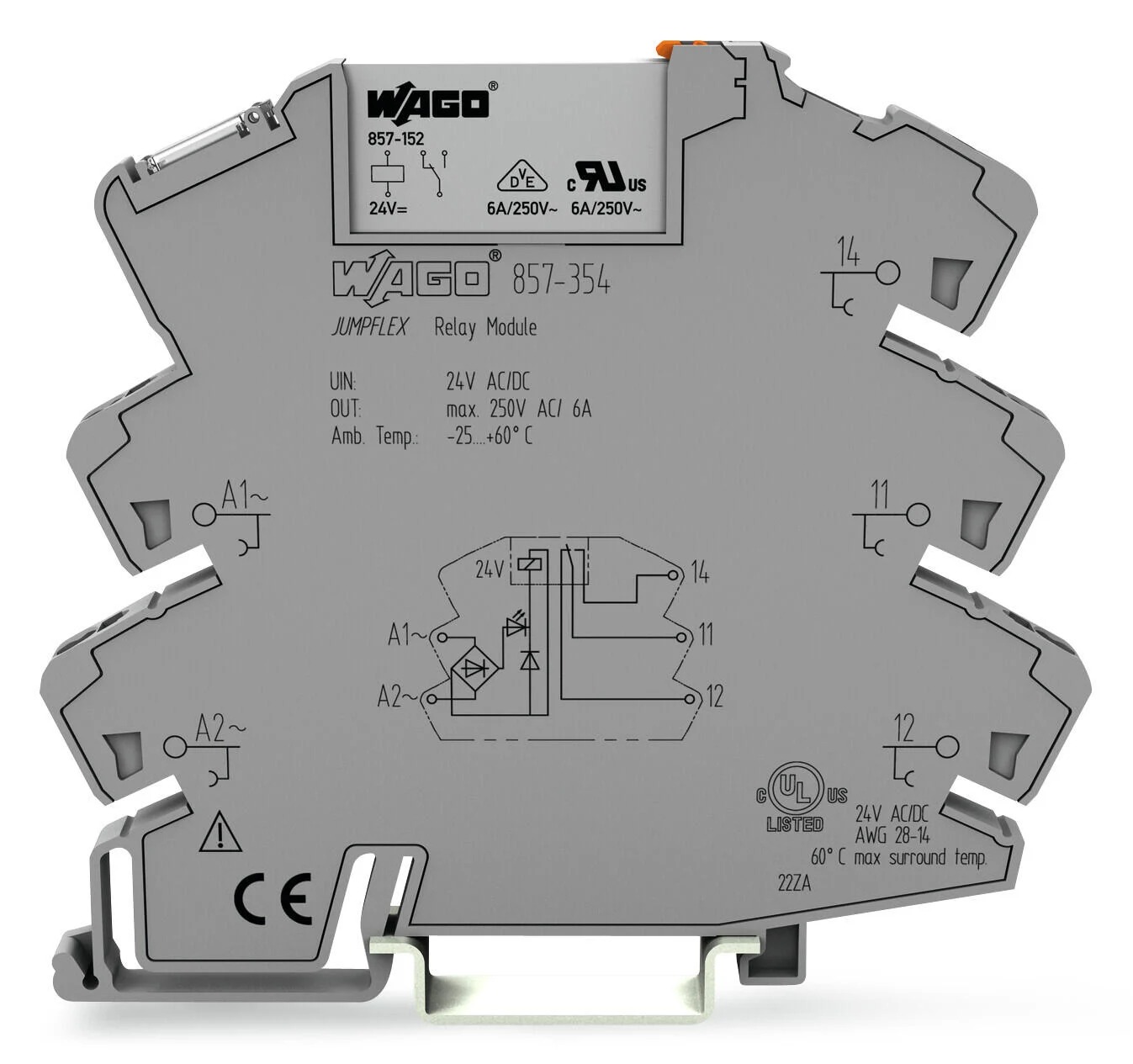 WAGO 857-354 Relais d’interface, montage Rail DIN WAGO, 24V c.a. / V c.c.